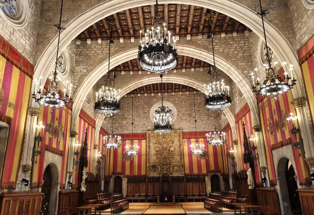 Vista del Saló de Cent. Casa Gran de l’Ajuntament de Barcelona.