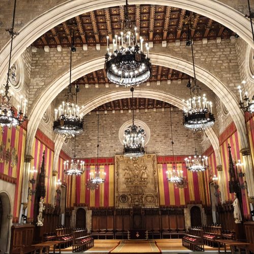 Vista del Saló de Cent. Casa Gran de l’Ajuntament de Barcelona.